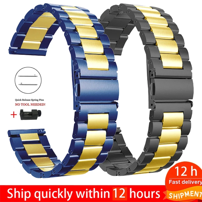 

Браслет из нержавеющей стали для Xiaomi Huami Amazfit GTR 47 мм 42 мм, металлический ремешок для часов Amazfit Stratos 3 GTS Bip S, 20 мм 22 мм