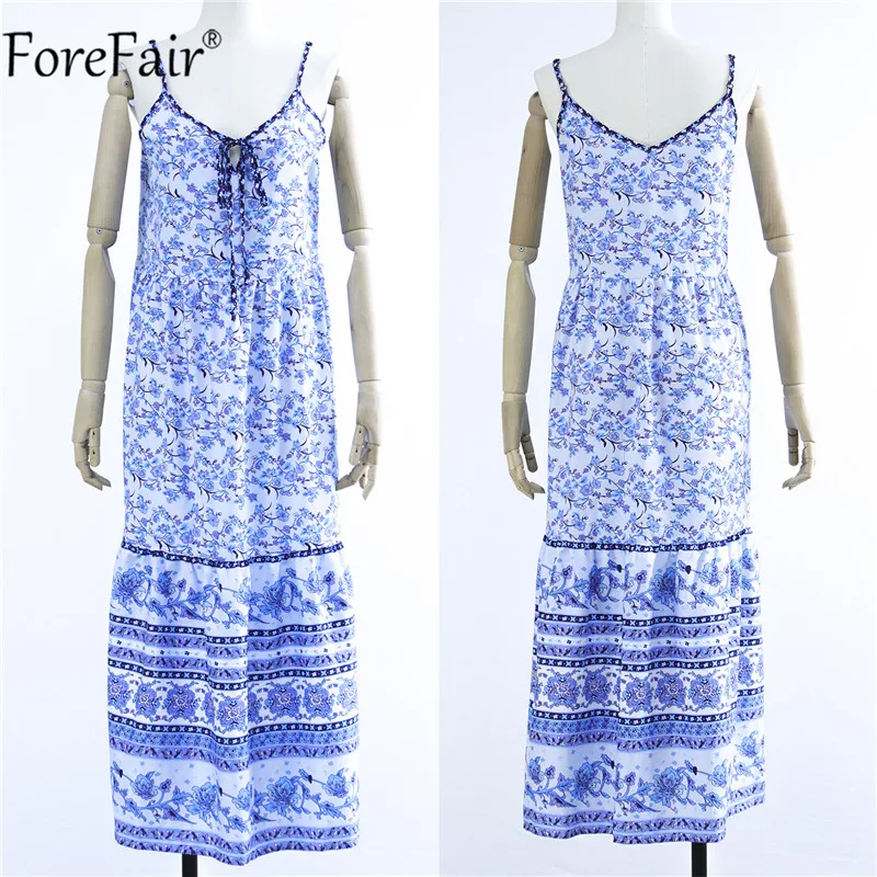 Платье Forefair женское длинное с цветочным принтом пикантный пляжный