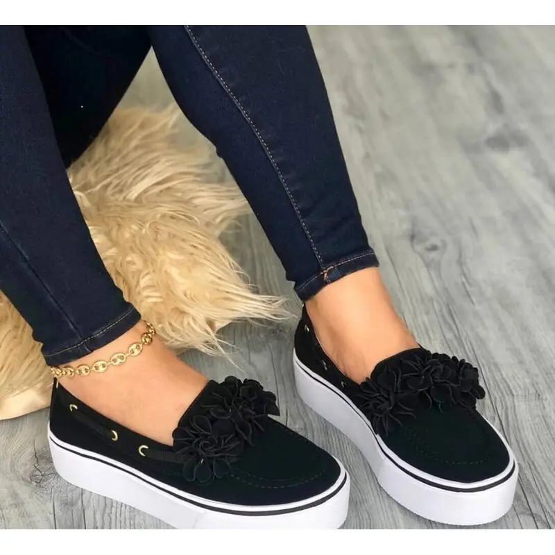 

Shoes Woman 35-43 2021 New Style Large Plus Size Women's Fashion Slip Cover Mouth Flat Shoes Luxury Outdoor Platform Shoes