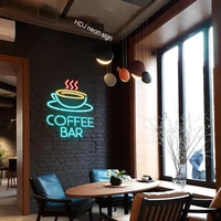 personalized custom coffee bar neon sign logo led visual artwork bar bistro cafe beach decoration light