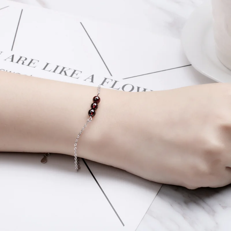 TSHOU91 гранат браслет женский в Корейском стиле Простые бусины серьги набор |