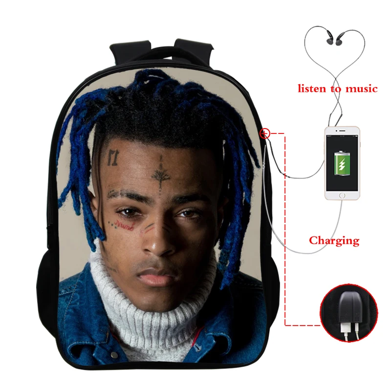

Xxxtentacion USB multi-function backpack casual backpack student bag travel backpack outdoor backpack unisex 16 inch backpack