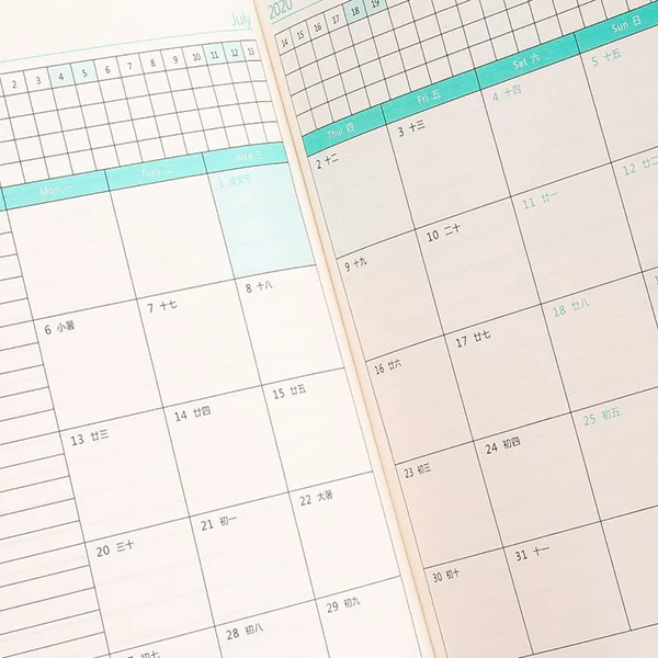 Calendar Cover Diary Notebook Pure Color Pocket DIY Weekly Schedule Planner |