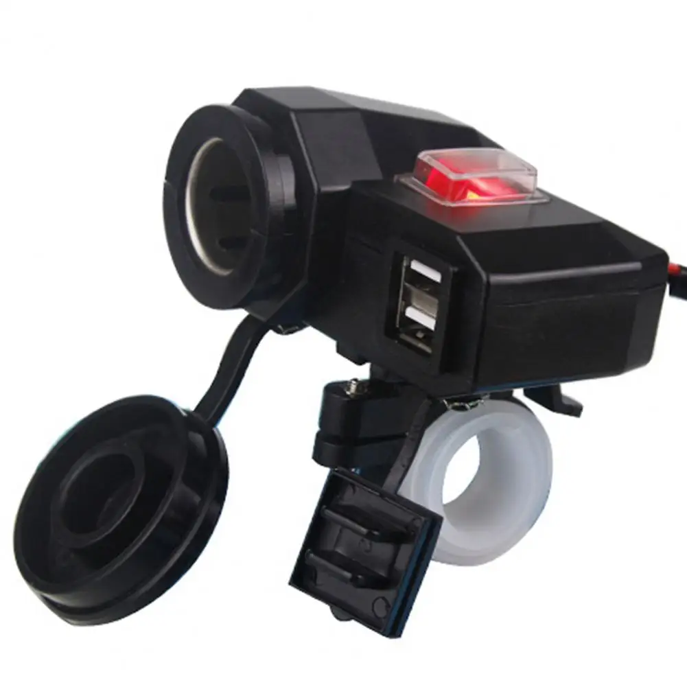 

50% Hot Sale Lighter Socket Dual USB Ports Waterpoof PC Independent Switch Motorbike Charger for Motorcycle