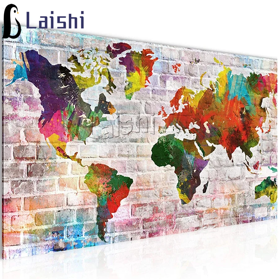 

Алмазная живопись «сделай сам», Карта мира, наборы для вышивки крестиком, карта слов, Алмазная мозаика, вышивка, Карта мира, 3d живопись, кругл...