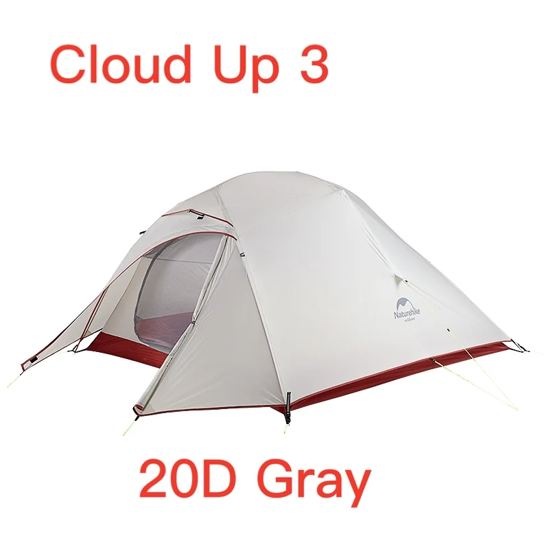 Naturehike Cloud Up Series 20D нейлоновая Сверхлегкая походная палатка водонепроницаемая ветрозащитная HikingTent для 3 человек NH18T030-T - Цвет: 20D Gray
