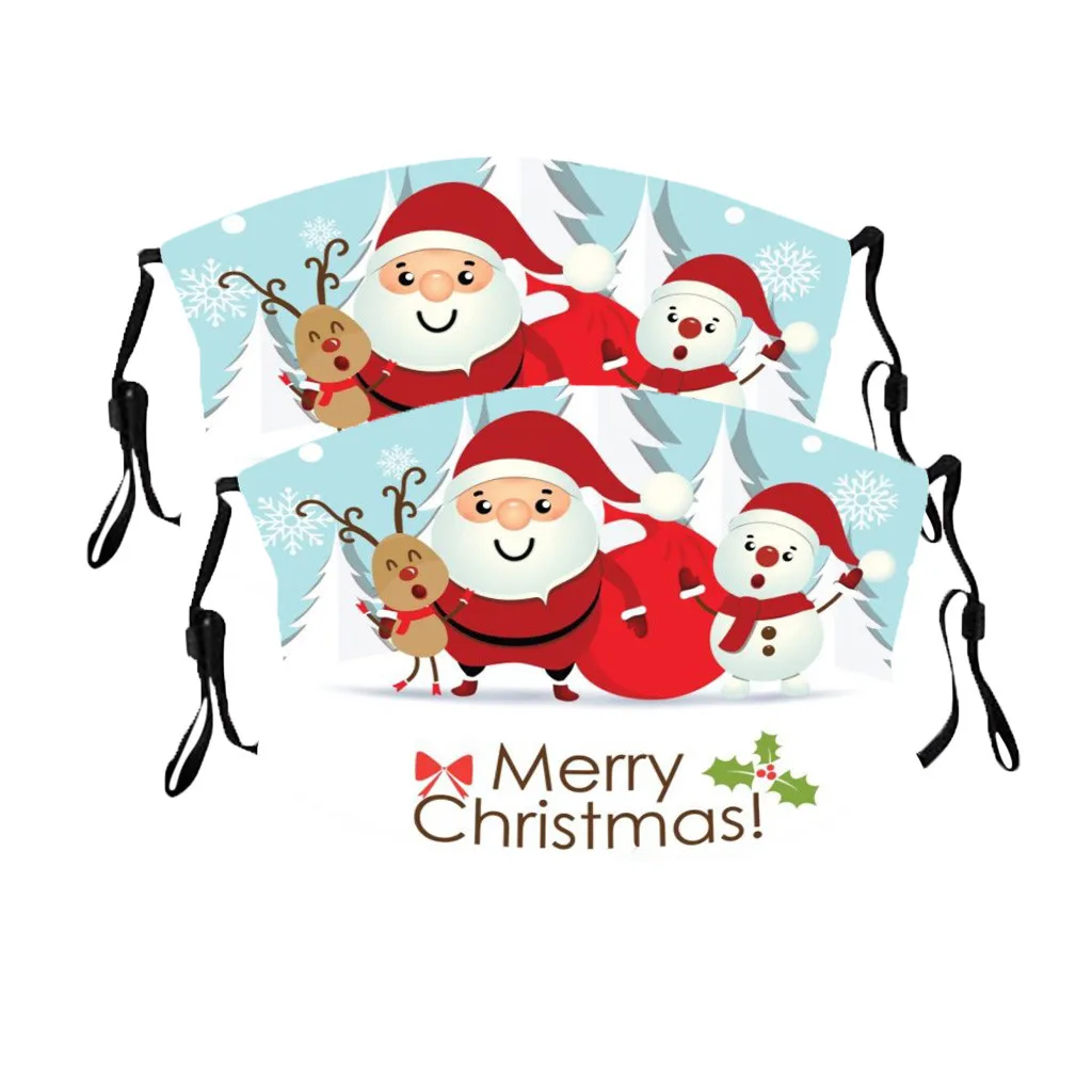 2 шт. детская Рождественская печать дышащая многоразовая моющаяся защитная маска