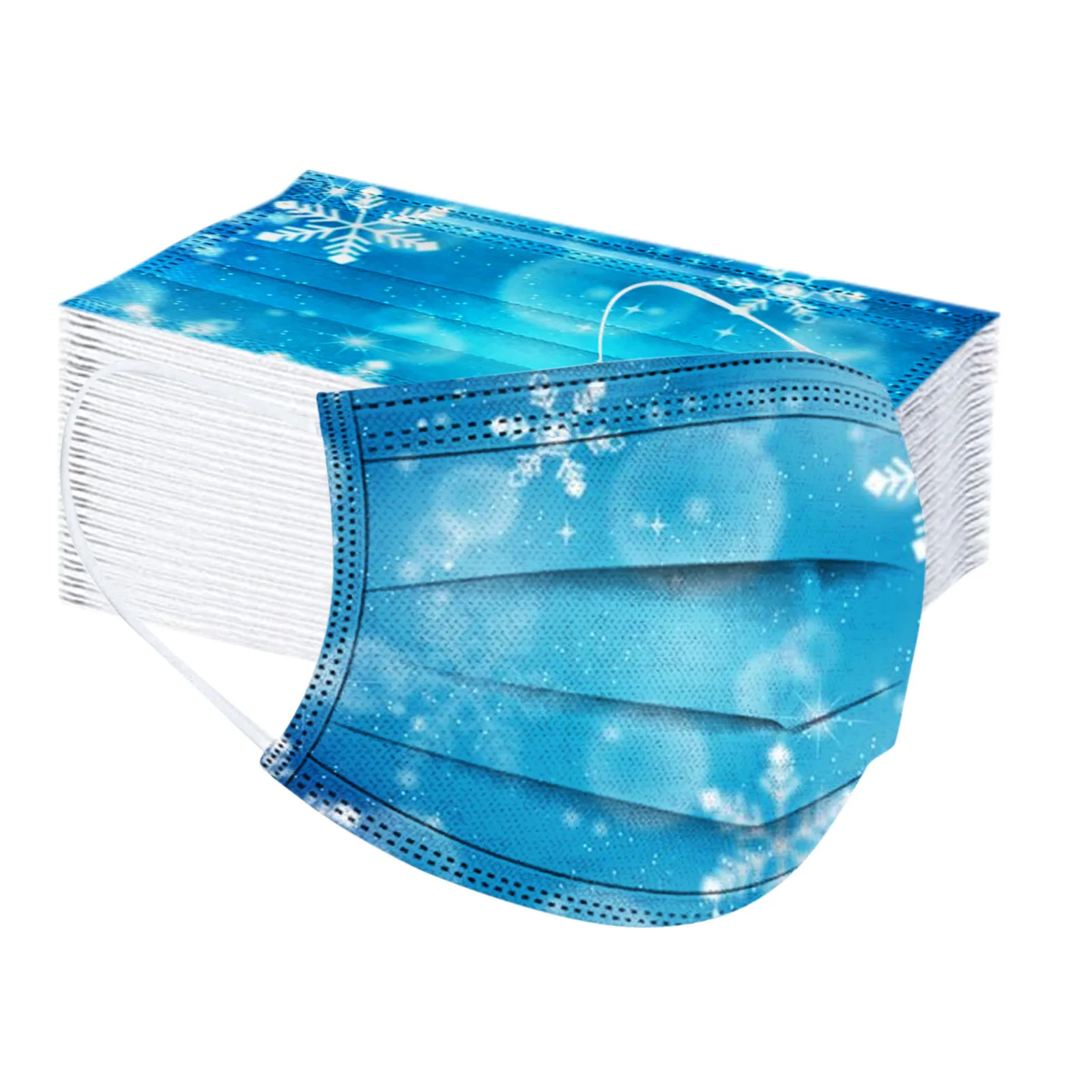 50PCS Unisex Mondkapjes Christmas Snowflake Print Disposable s Adults 3 Layer mascarilla Monder Scarf Halloween Cosplay MasK - купить по