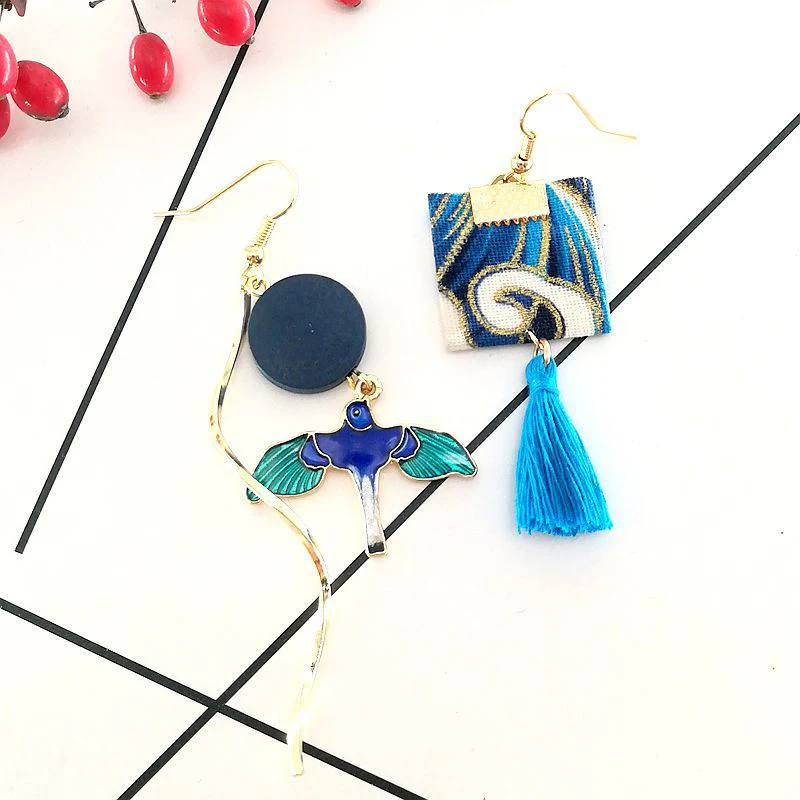 DoreenBeads модные популярные этнические серьги ретро ткань цветочный узор кулон полые треугольник трендовые ювелирные изделия для женщин, 1 пара - Окраска металла: 7