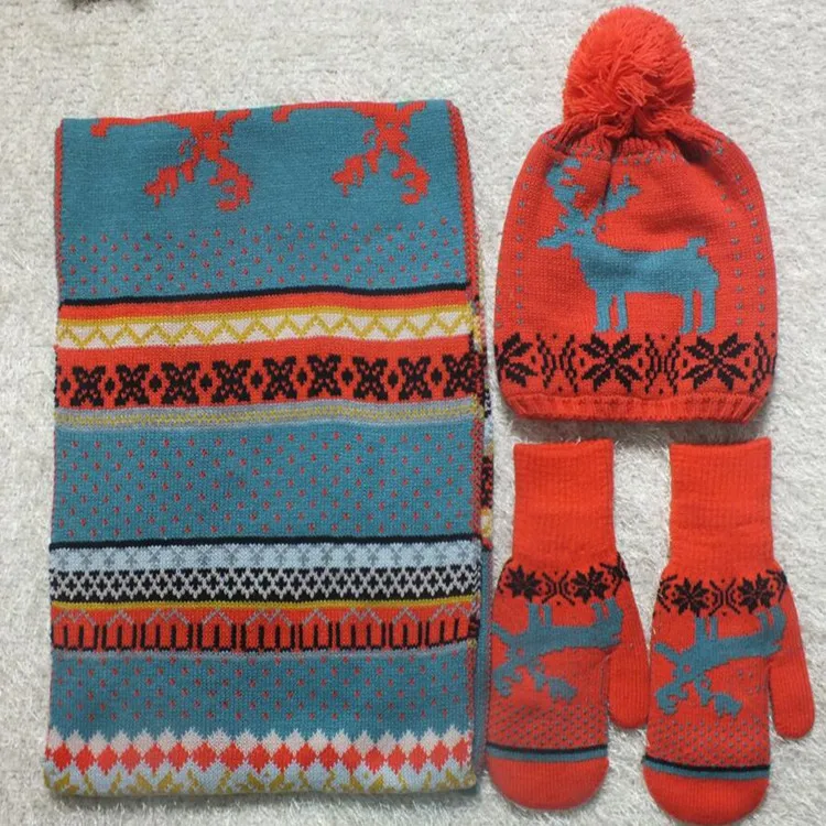 Рождественский подарок олененок из трех частей шарф шапка перчатка три части
