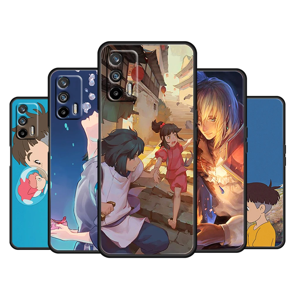 

Hayao Miyazaki Anime For OPPO Realme Q3 Q2 V15 V3 X50 X7 X3 X2 XT Pro Carnival Superzoom 5G Silicone Black Phone Case