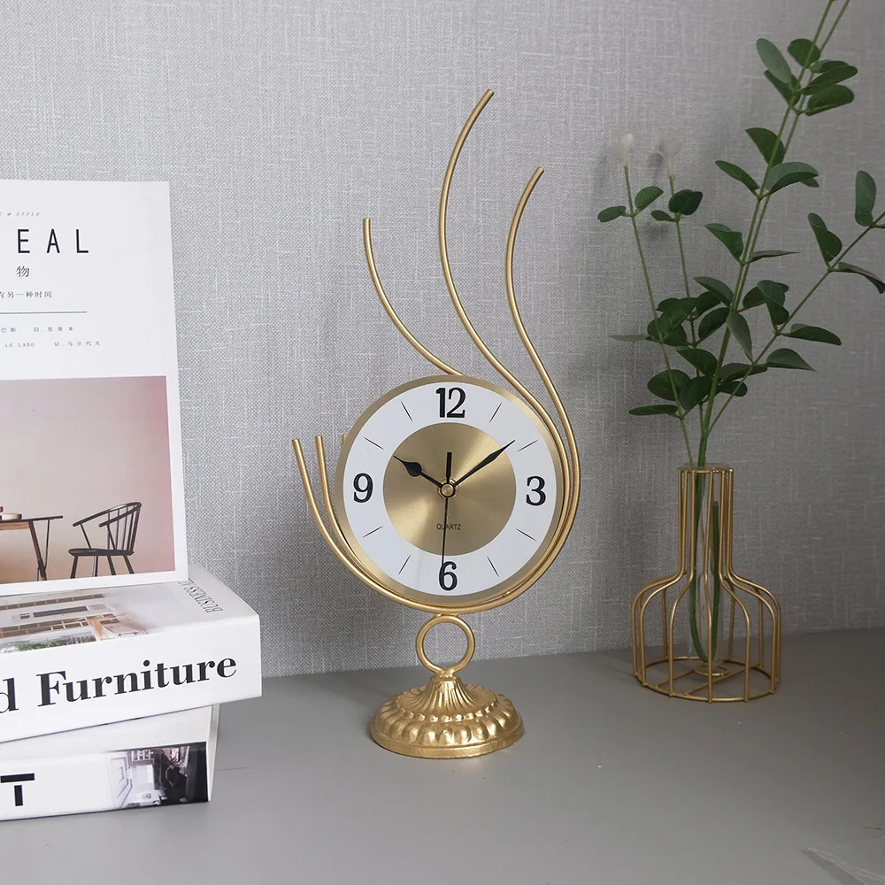 Золотые часы будильник из кованого железа в европейском стиле креативные