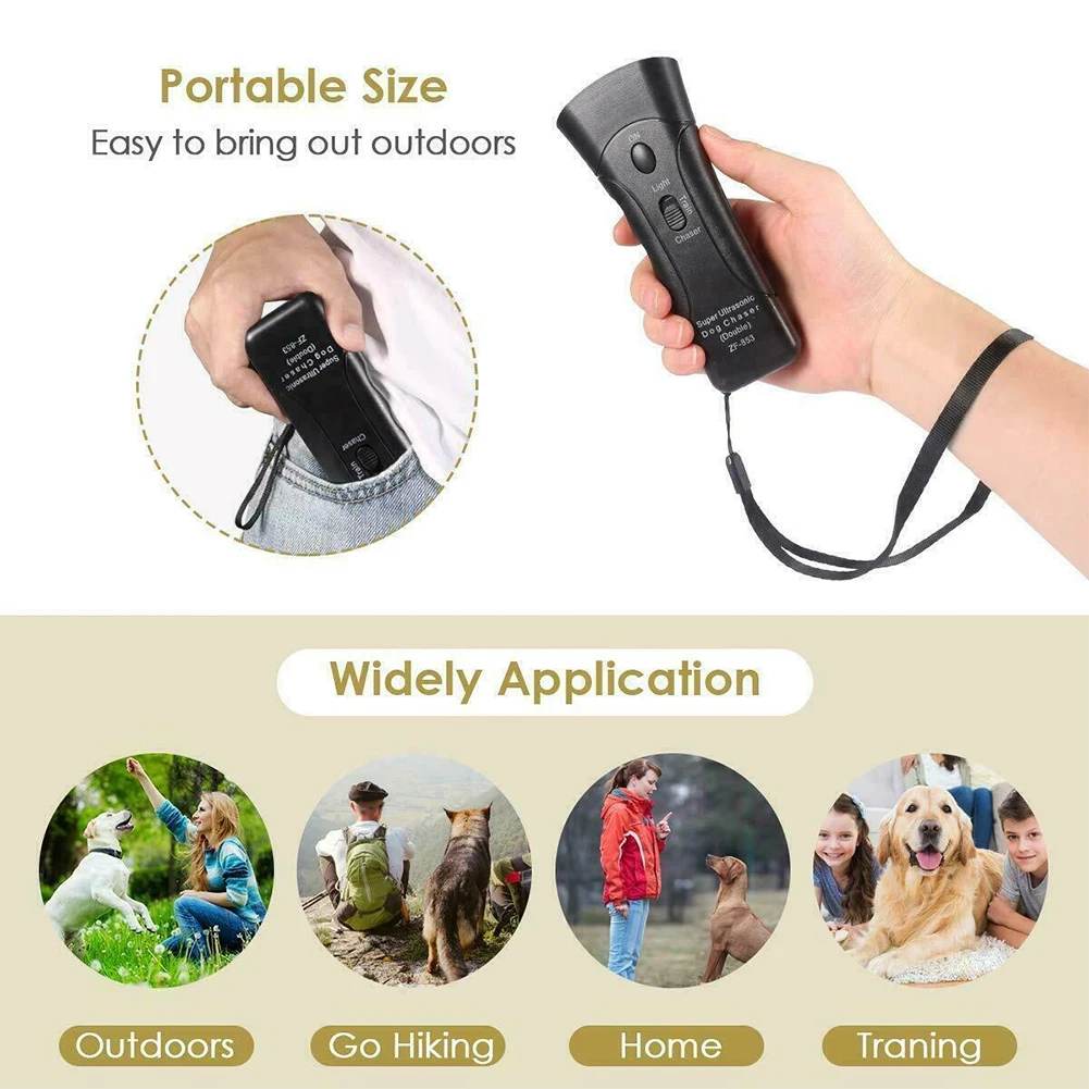 

2020 Portable Petgentle Ultrasonic Anti Dog Barking Pet Trainer LED Light Gentle Chaser Style For Dogs Black