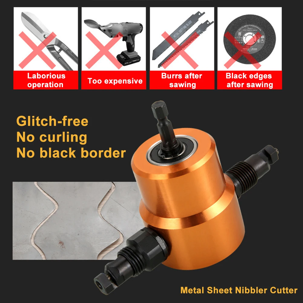 

7pcs/set Metal Sheet Nibbler Cutter Accessories Double Head With Step Easy Install Adjustable Electric DIY Drill Attachment