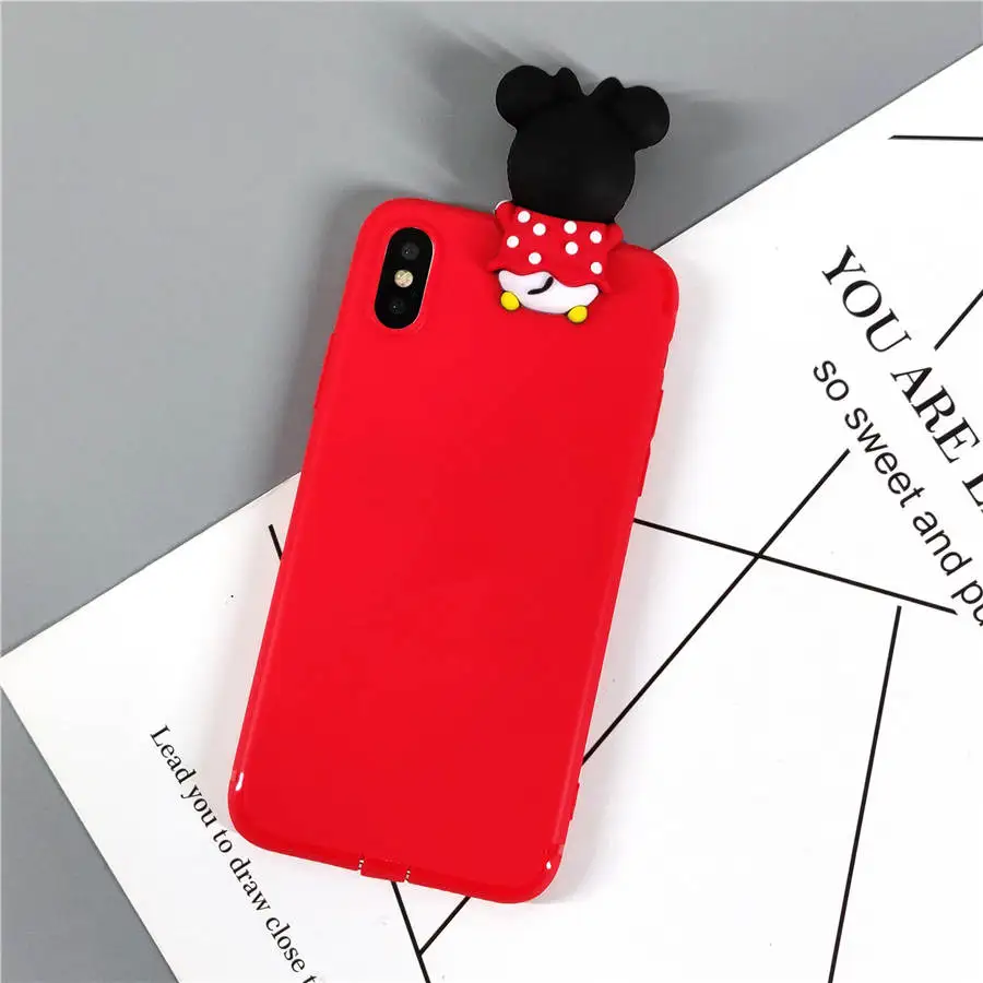 Pure Red Minnie Мультяшный 3D Ститч кукла Минни силиконовый чехол для телефона для huawei P30 Pro P20 P10 Lite P9 P Smart Nova 3 4 Мягкий чехол из ТПУ ярких цветов - Цвет: Pure Red Minnie
