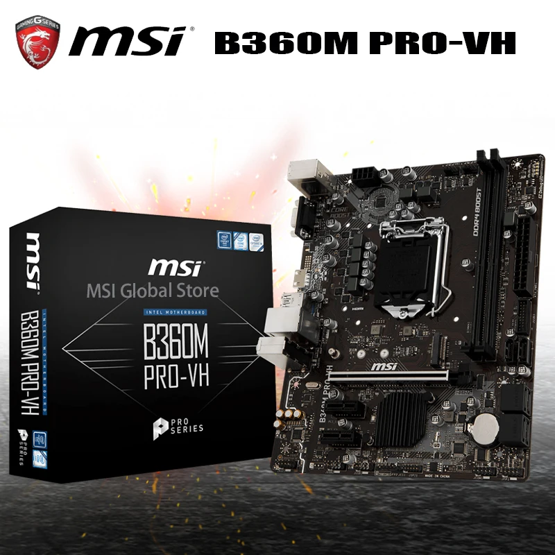 

LGA 1151 MSI B360M PRO-VH Motherboard Support 8th-Gen i7 i5 i3 CPU DDR4 32GB PCI-E 3.0 M.2 HIFI Desktop Intel B360 Mainboard New