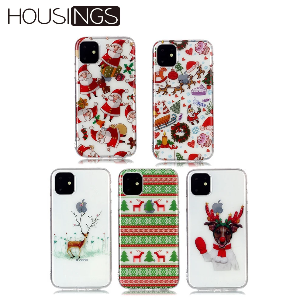 Прозрачный чехол для телефона с изображением рождественского оленя снеговика
