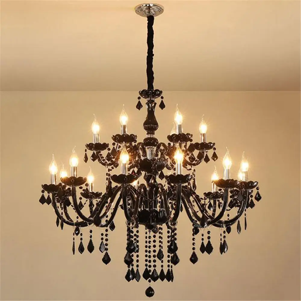 Современная хрустальная люстра черные украшения для гостиной домашнее
