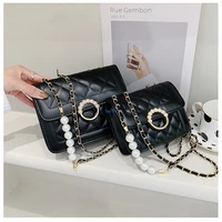 yao ku western style mini bag shoulder messenger bag with chain pearl s 2021 new style summer women female white square casual