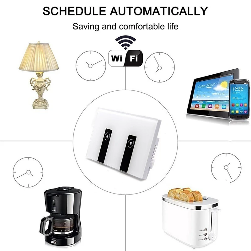 

Wifi Smart Light Switch,2 Switches Press Wall Plate Alexa Light Switch,In-Wall Wireless On/Off Wall Switch,Timing,Voice Ap