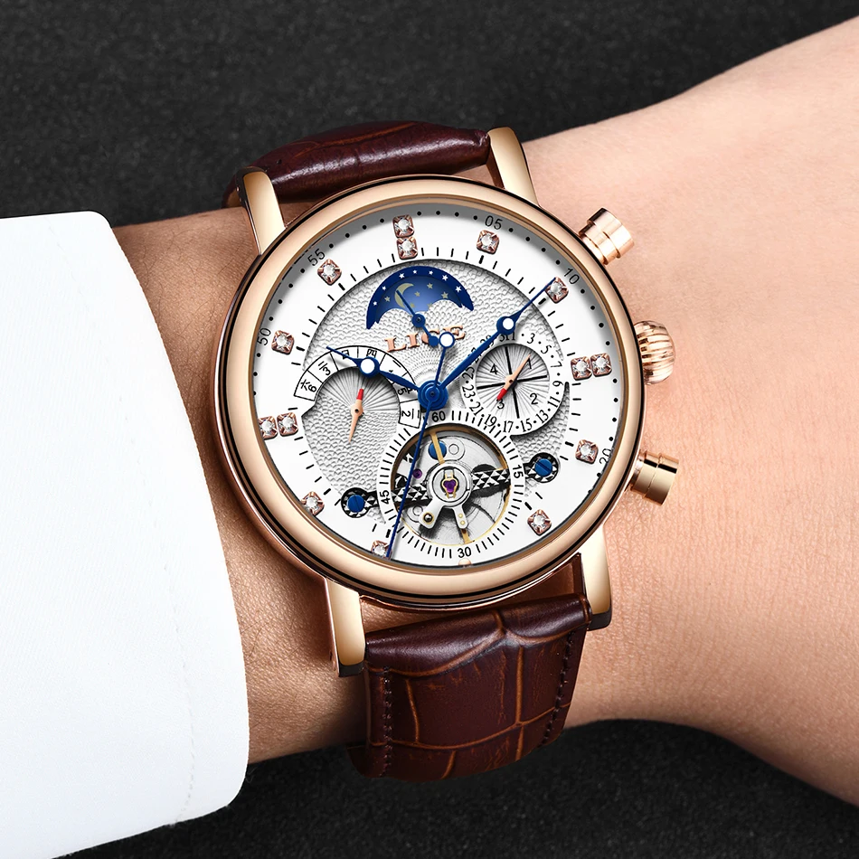 LIGE, подарок, мужские часы, брендовые, Роскошные, модные, Tourbillon, автоматические механические часы, мужские часы из нержавеющей стали, Relogio Masculino