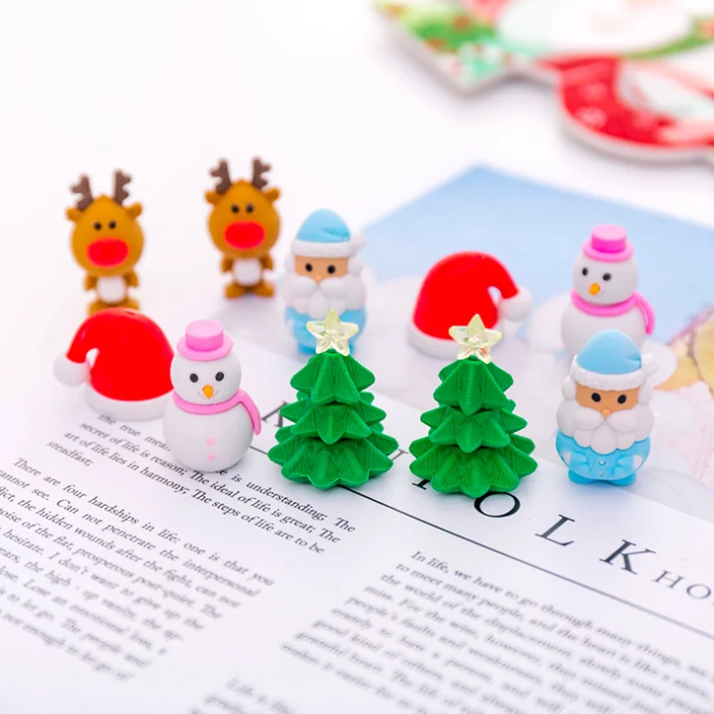 6 шт. милые рождественские ластики мультяшная игрушка для детского сада