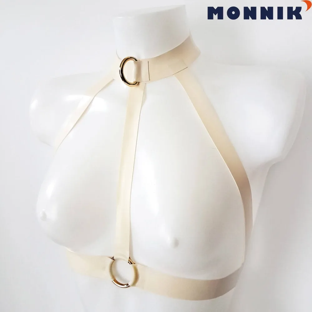 MONNIK latexPink и белый женский сексуальный латексный комплект нижнего белья с бантом |