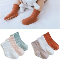 3pairslot korean baby toddler cotton socks kids boys and girls spring summer autumn short newborn ribbed socks solid color 0 5y