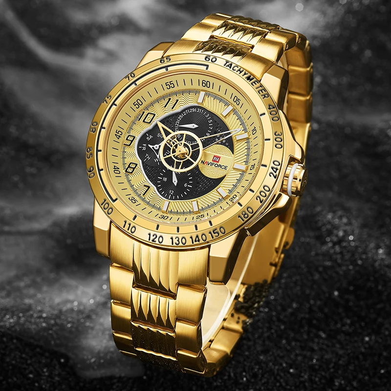 NAVIFORCE мужские часы бизнес из нержавеющей стали военные водонепроницаемые