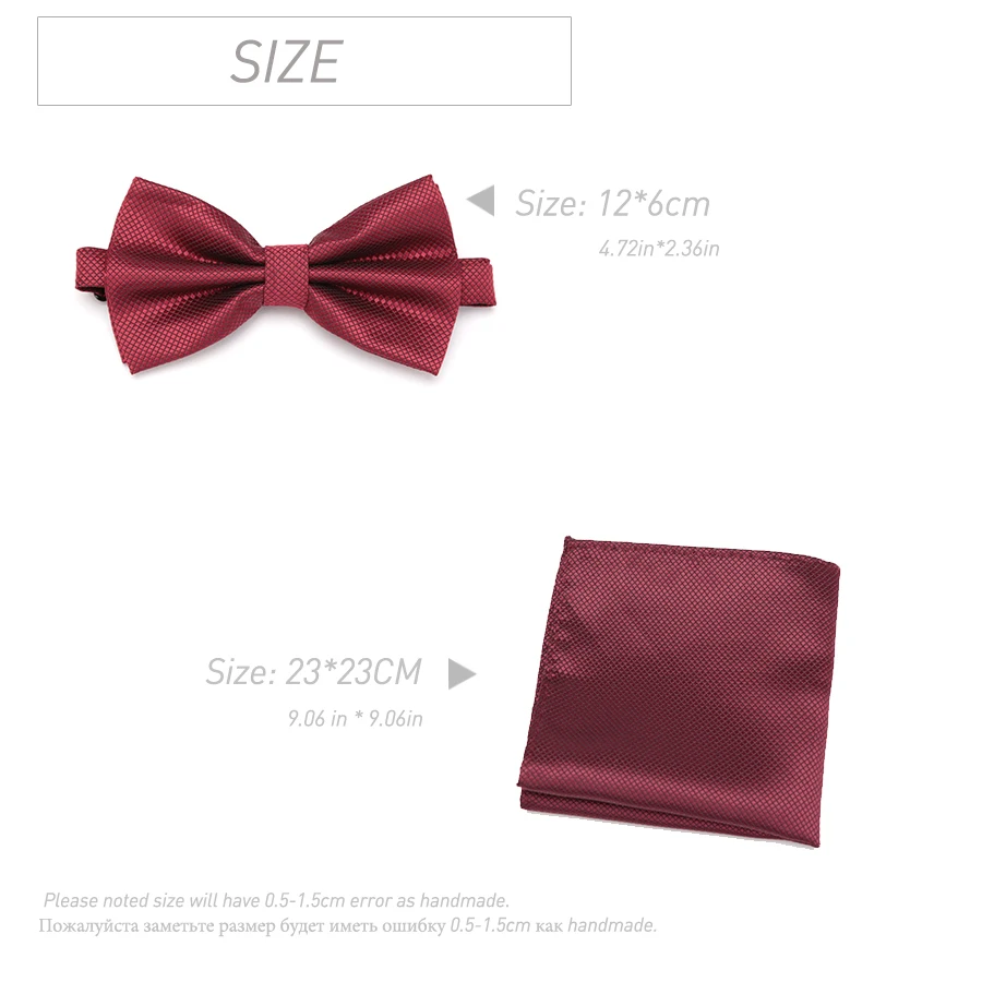

Men Bowtie Handkerchief Tie Set Fashion Butterfly Party Wedding Ties for Men Candy Solid Color Bowknot Accessories Gifts Bow Tie