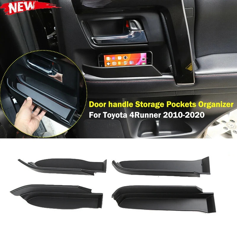 

Боковой дверной ящик для хранения для 4runner, органайзер для перчаток, лоток для 2010-2020 Toyota 4runner, черный АБС-пластик, 4 шт.