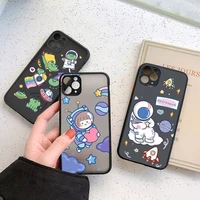creative astronaut starry universe cartoon phone case for iphone 13 12 11 7 8 plus mini x xs xr pro max matte transparent cover