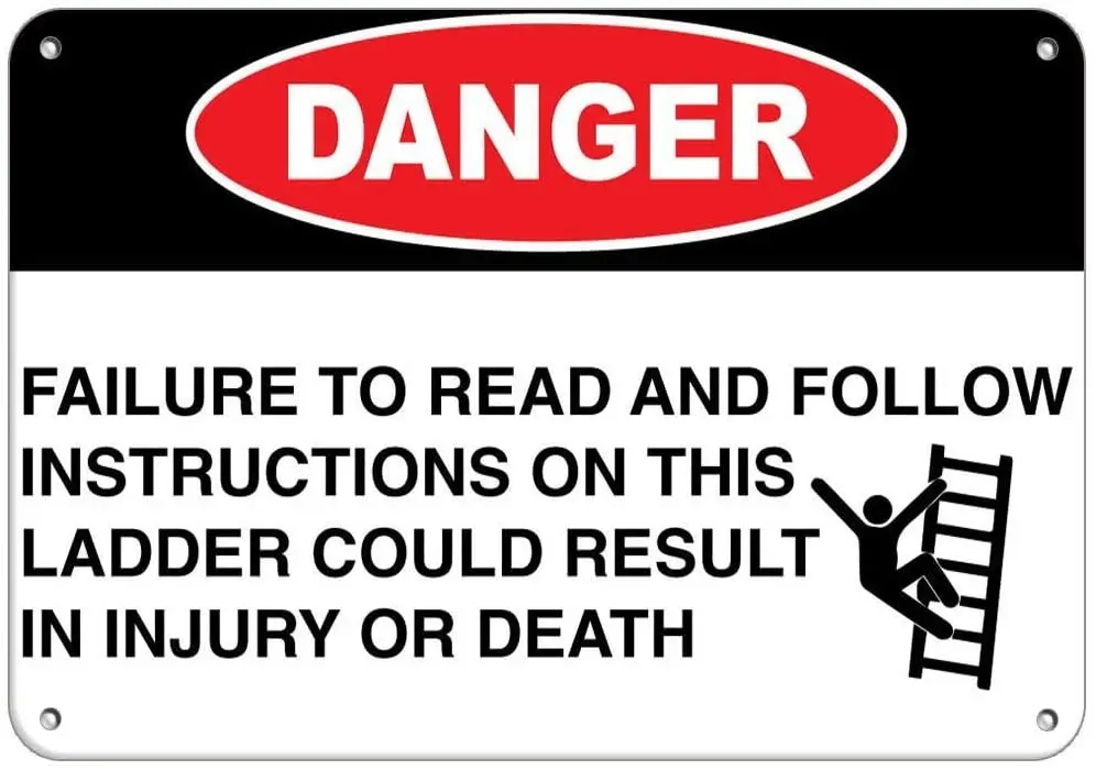 

DINGDAN Tin Sign Read and Follow Instructions Avoid Injury Or Death for Movie House Bar Pub Funny Wall Retro Art Sign 20 X 30