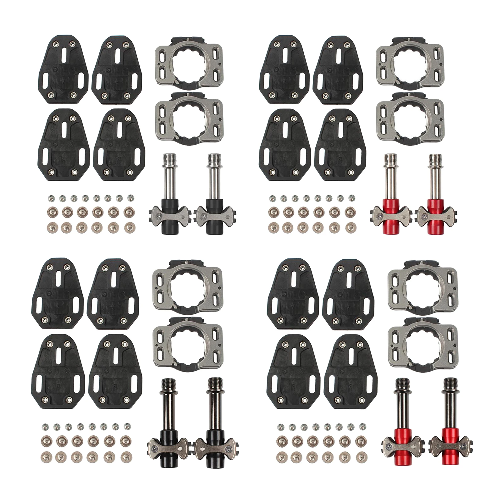 

1 Pair Bike Pedals Aluminum Alloy Self-Locking Hybrid Pedals Repair Replacement with Fittings for Outdoor Cycling