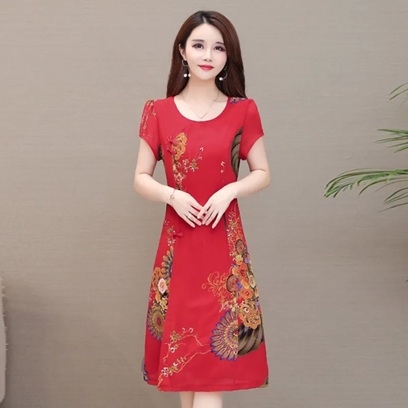 UHYTGF модные шифоновые летние платья для женщин женское тонкое элегантное платье с