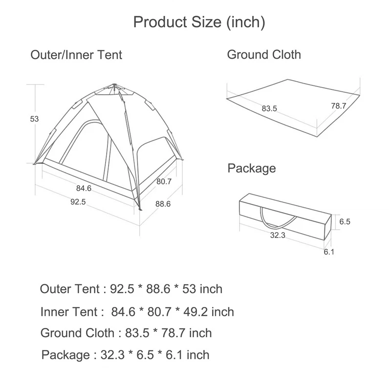 Zenph Открытый Кемпинг палатки 3 4 человек автоматическая скорость открытый двойной