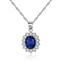 loye royal blue zircon crystal pendant necklace elegant princess diana necklaces for women wedding engagement jewelry gifts
