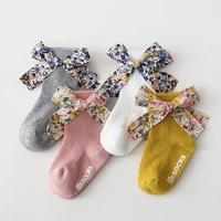 spring and autumn baby girl socks broken flower big bow socks soft and lovely childrens socks 0 5 years old non slip floor sock