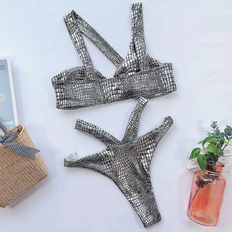 INGAGA 2021 бикини золотистого цвета комплект купальники с высоким вырезом