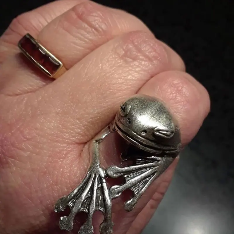 

Vintage Frog Rings Cooper Animal Open Cuff Ring For Women Man Blank Luxury Ring Silver Plated Gothic Jewelry Anillos Bague Femme