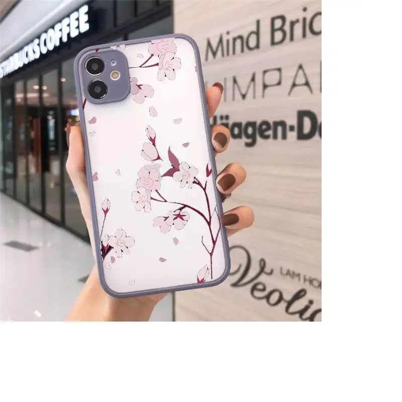 

floewr pattern painting Phone Cases matte transparent For iphone 7 8 11 12 plus mini x xs xr pro max cover