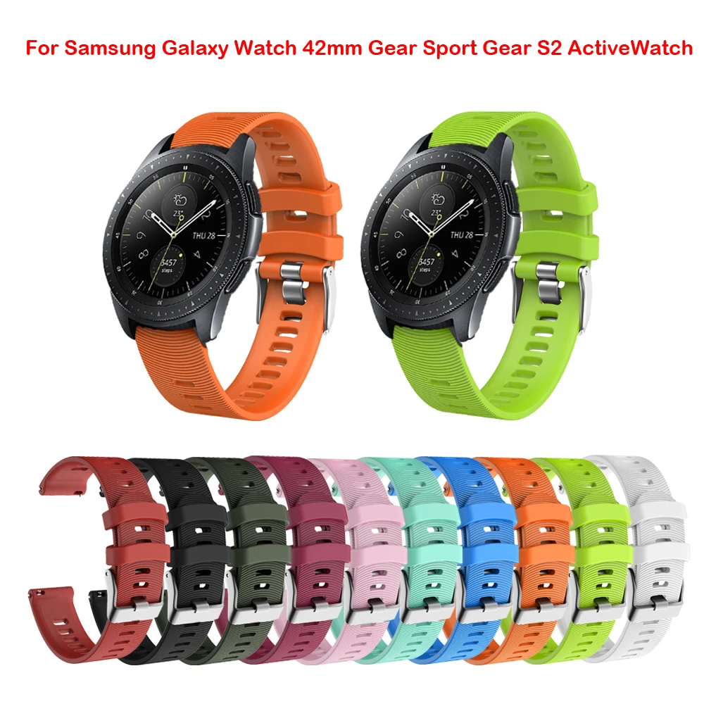 

Ремешок силиконовый для Samsung Galaxy Watch 42 мм/Gear S2 Vivomove HR/3/ 3MUSIC/3t Huami Amazfit GTS/2e/Bip, спортивный браслет, 20 мм