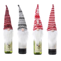 christmas wine bottle cover knitted toppers swedish gnomes doll champagne wine bottle dustproof cover dinner table decor