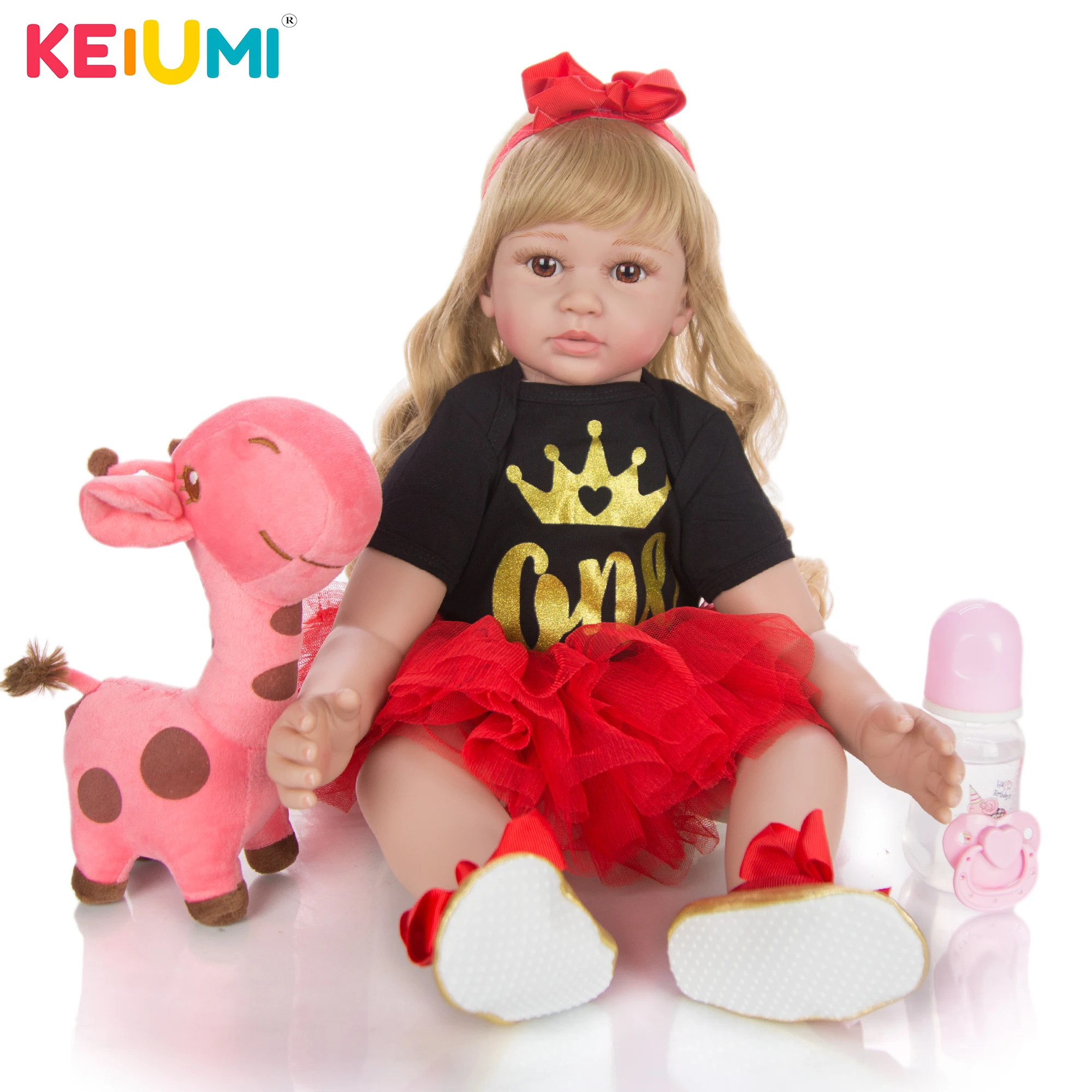 KEIUMI 60 см куклы Новорожденные девочки 24 дюйма модные силиконовые настоящие