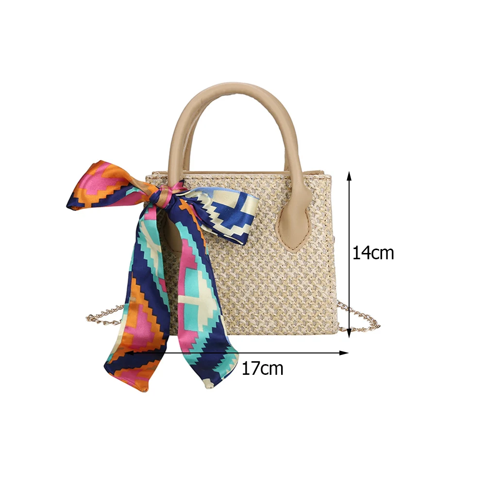 

Summer Purses and Handbags Beach Bags for Women 2021 Trend Silk Scarf Bowknot Woven Shoulder Crossbody Bag Ladies Small Tote