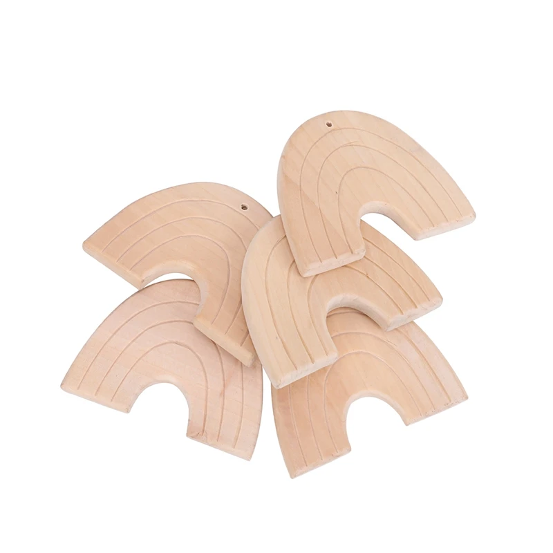 Maple Rainbow Clouds Wooden Teether Customizable Baby Teether Carved Diy Teething Necklace BPA Free Food Grade Teether Pendants