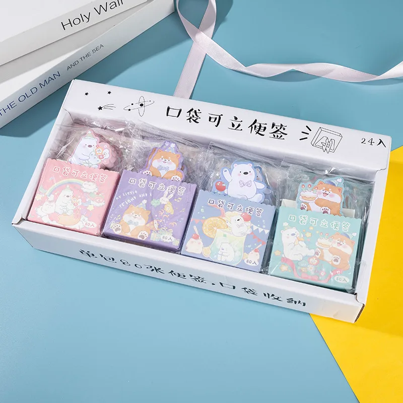 12 шт./лот блокнот для записей с мультяшным собакой медведем Липкие заметки милые