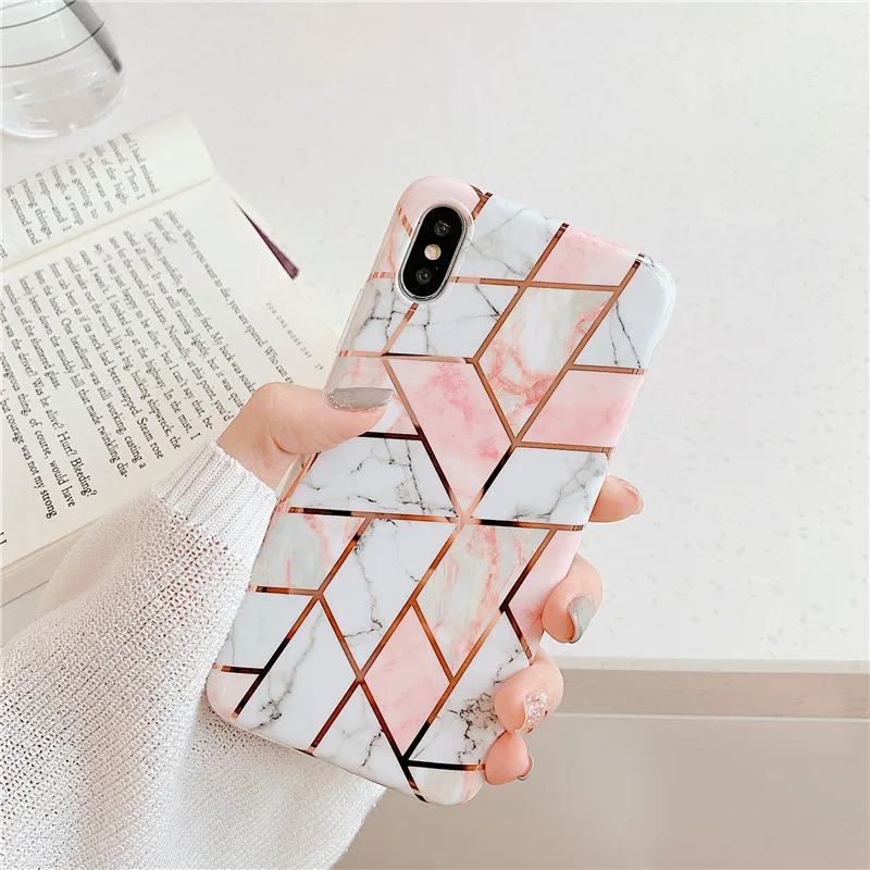 Роскошный Мраморный чехол с золотыми линиями для телефона iphone XS Max XR X 8 plus 7 6 s