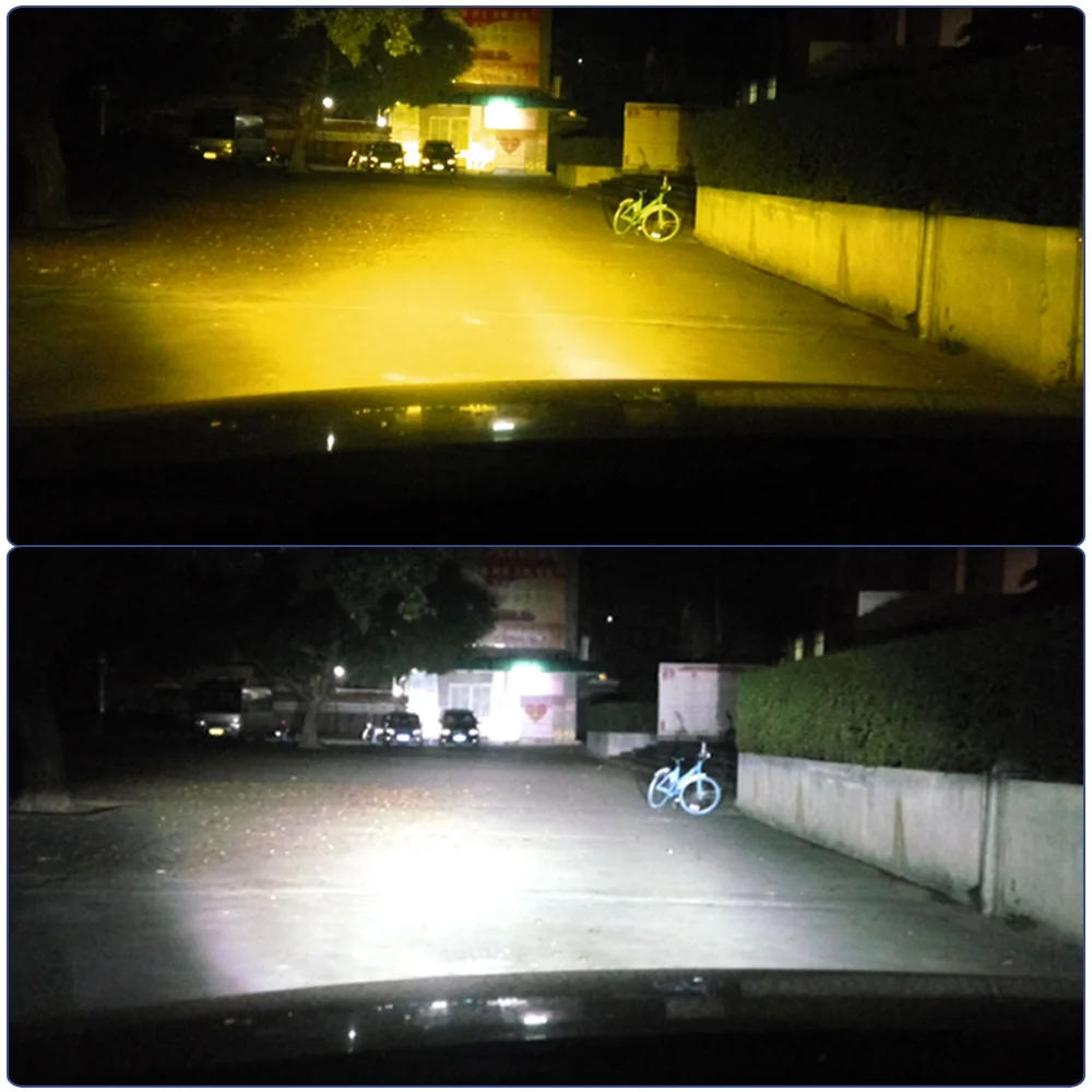 

Double color LED headlamps 9006 9005 yellow and double light car modification and bald head lamp, 9005 9006