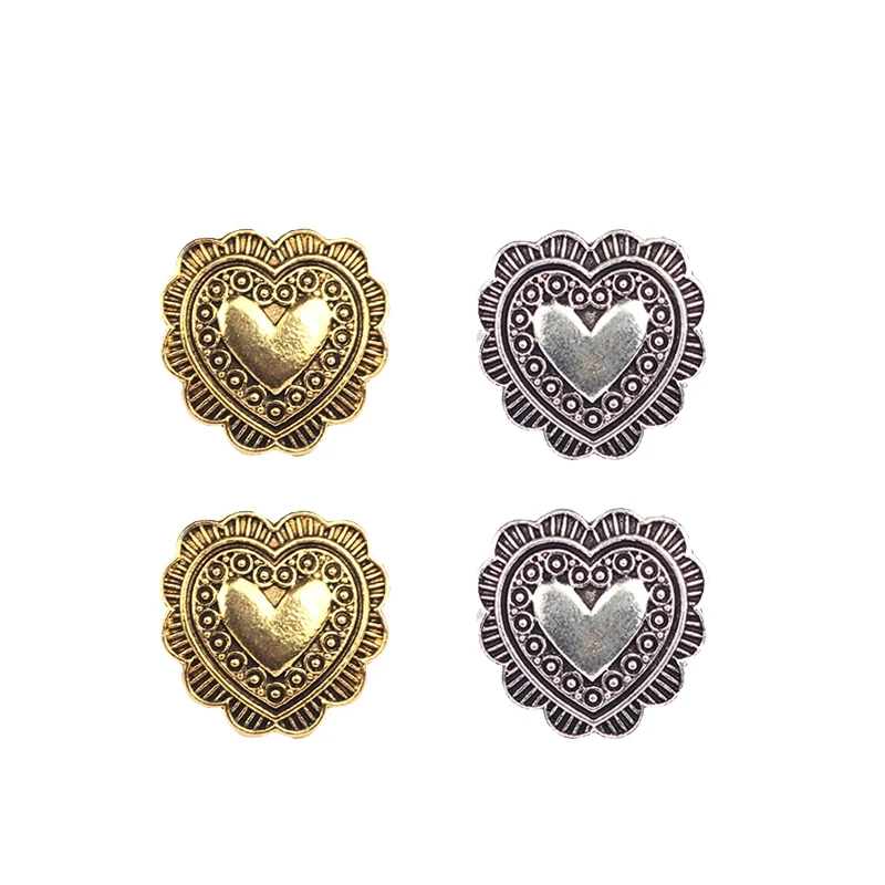

4pcs/lot 20MM Retro Zinc Alloy Sweet Small Heart Concho Buttons Charms Pendants For DIY Jewellery Accessories